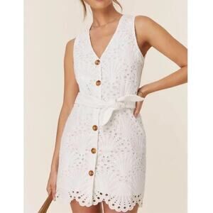 NWT Andie Women's The Navarino Swim Coverup Casual Dress in Eyelet White Size L